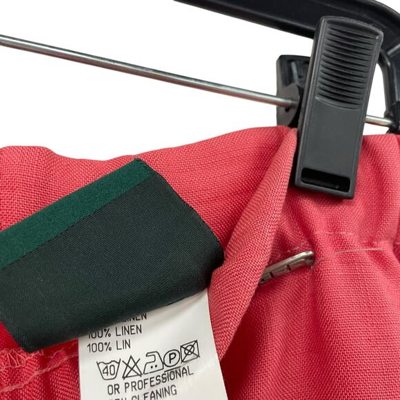 Geiger 100% Linen Tie Waist Wide Leg Pant Coral Womens 40 / US Large - Picture 5 of 6